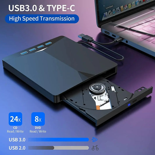 7 in 1 External CD & DVD Optical Drive (Reader & Burner)